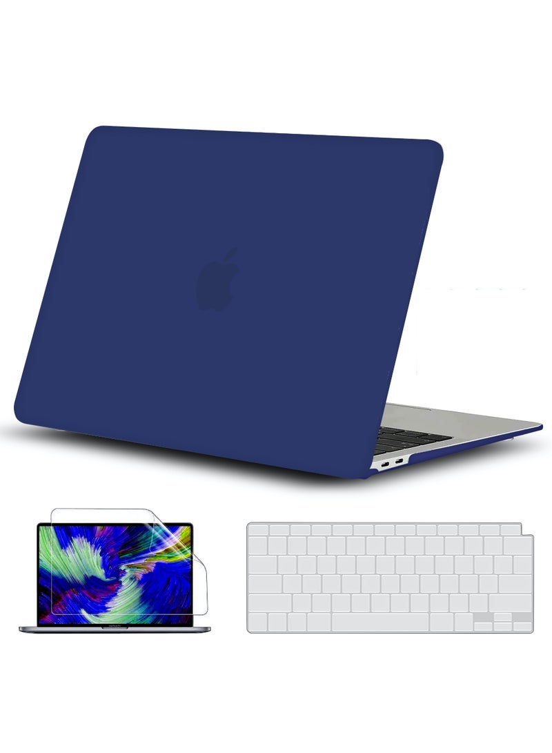 RKINC Case For MacBook Air 13 inch, 2020 2019 2018 A2337 M1 A2179 A1932, Plastic Hard Shell & Keyboard Cover & Screen Protector Compatible with MacBook Air 13 inch Retina, Matte Navy Blue - Image 1
